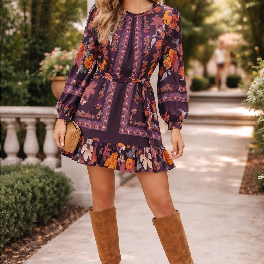 Free People Multicolor Floral Long Sleeve Dress